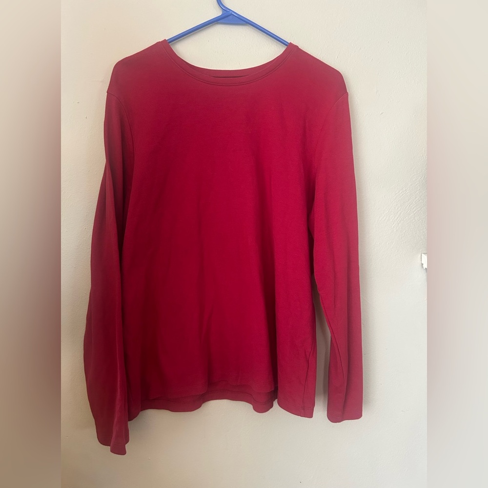 L.L. Bean Red Long Sleeve Cotton Crew Neck Top XL